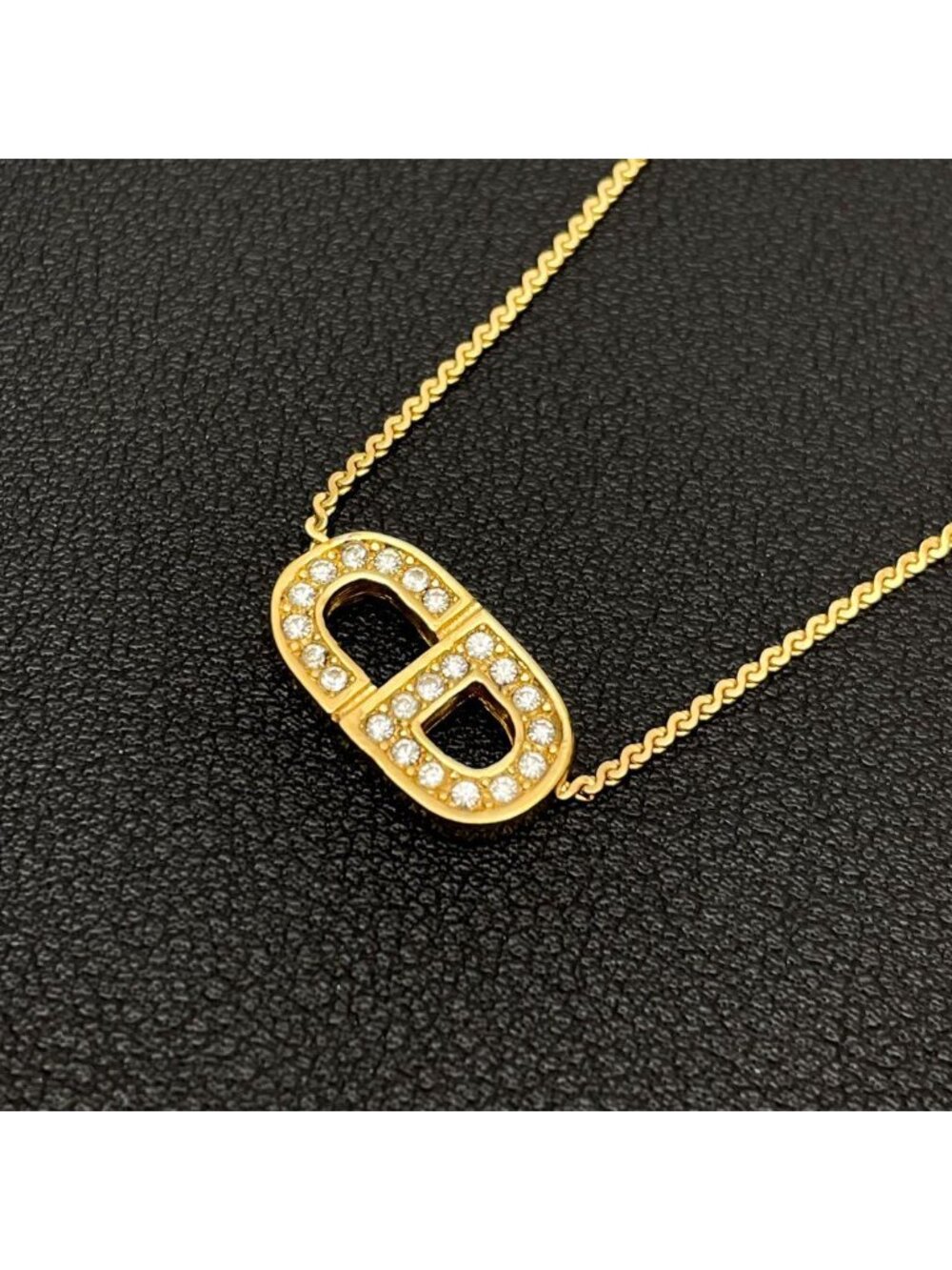 Dior CD Logo Necklace Line Stone Gold CD - Picture 2 of 10